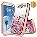 Galaxy S3 Case w/[Tempered Glass Screen Protector], NageBee Glitter Liquid Quicksand Waterfall Flowing Sparkle Shiny Bling Girls Cute Case for Galaxy S3 (S III I9300 GS3) - Electroplate Rose Gold