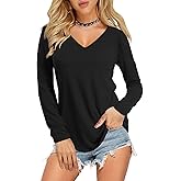 Amoretu Womens T Shirts V Neck Short Sleeve Tshirt Basic Tee Curved Hem Tops