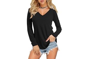 Amoretu Womens T Shirts V Neck Basic Tee