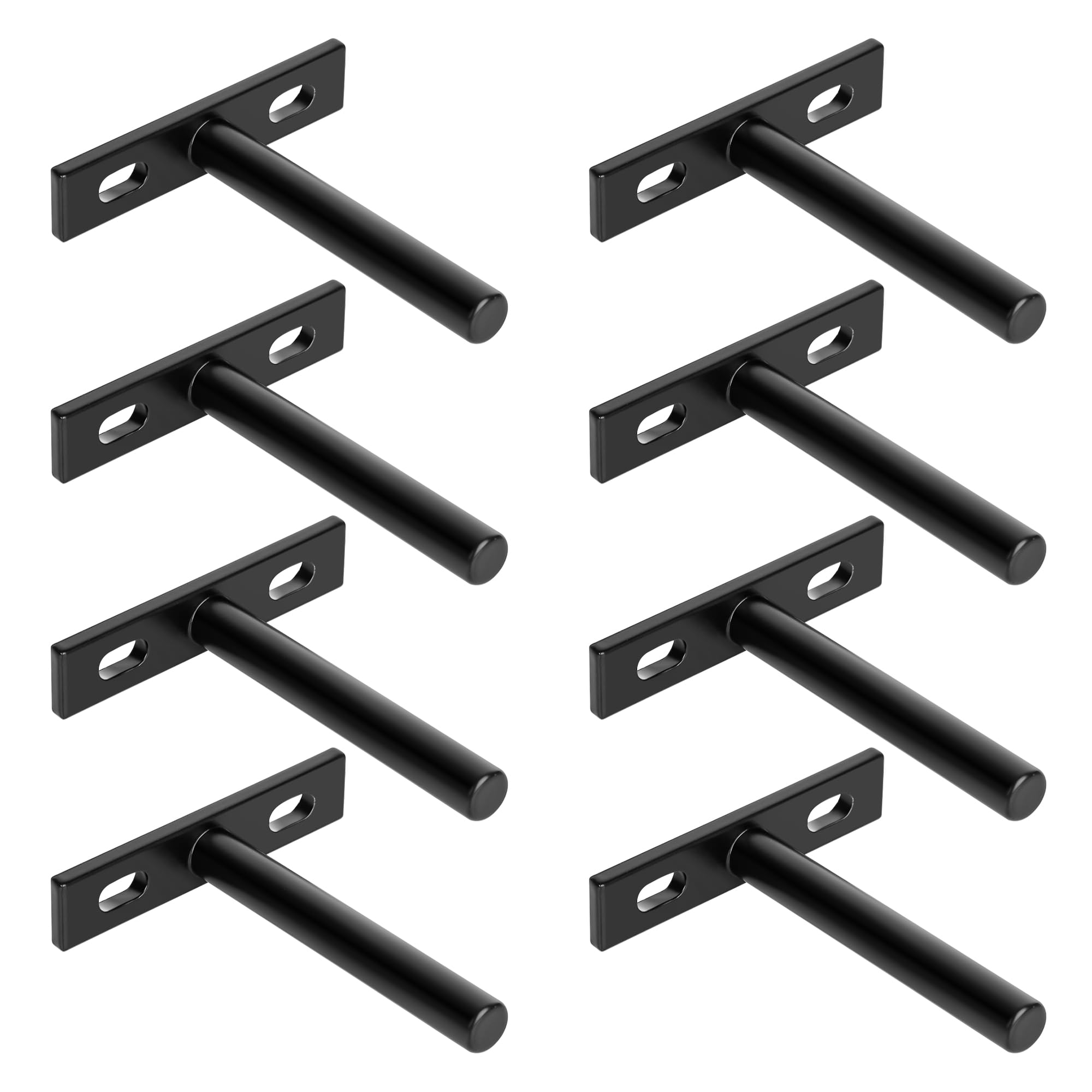 SAYAYO Floating Shelf Brackets Heavy Duty 75MM/3-Inch Wall Brackets Invisible Hidden Shelf Supports for Concealed Wood Shelves, Metal Black 8 Pack, EJY70X75B-8P