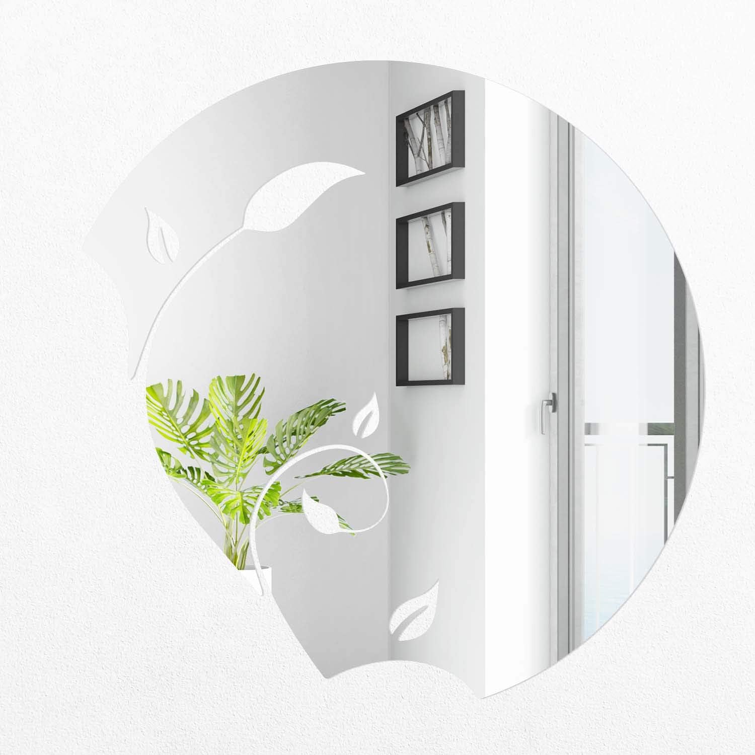 Walplus Mirror Wall Art Crystal Tree Branch Hollow Flower Wall Stickers Removable Self-Adhesive Mural Decals Vinyl Home Decoration DIY Living Bedroom Office Décor Kids Room