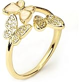 Z NEWDECO Open Butterfly Dainty Rings - 18K Gold Plated Cubic Zirconia Circle Rings Jewelry Accessory Gifts for Women