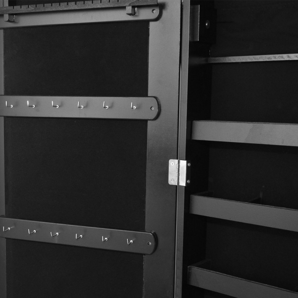 Espejos Festnight Espejo Joyero de Pie con Luz LED Color Negro Hogar y