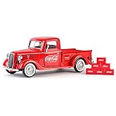 Coca-Cola 1937 Ford Pickup Truck, 6 Bottle Carton Accessories 1/24 Diecast Model Car Motorcity Classics, 7-inch Long, Red, Zi