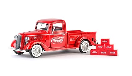 Coca Cola 1937 Ford Pickup Truck Red 6 Bottle Carton Accessories 124 Diecast Model Car Motorcity Classics 424065 Red