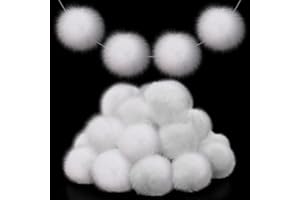 AULOCK 2'' Large White Pom Poms for Crafts - 30 pcs Faux Fur Pompoms Fluffy Balls for Fall Decorations Christmas Decor Handmade Gifts