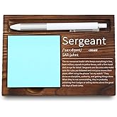 VYNWPDFLI Sergeant Office Decor, Military Leader Gift, Law Enforcement Desk Organizer, Discipline & Authority Recognition, Wooden Sticky Note Holder,LQQ53