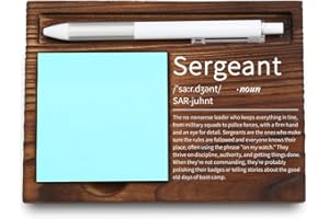 VYNWPDFLI Sergeant Office Decor, Military Leader Gift, Law Enforcement Desk Organizer, Discipline & Authority Recognition, Wooden Sticky Note Holder,LQQ53