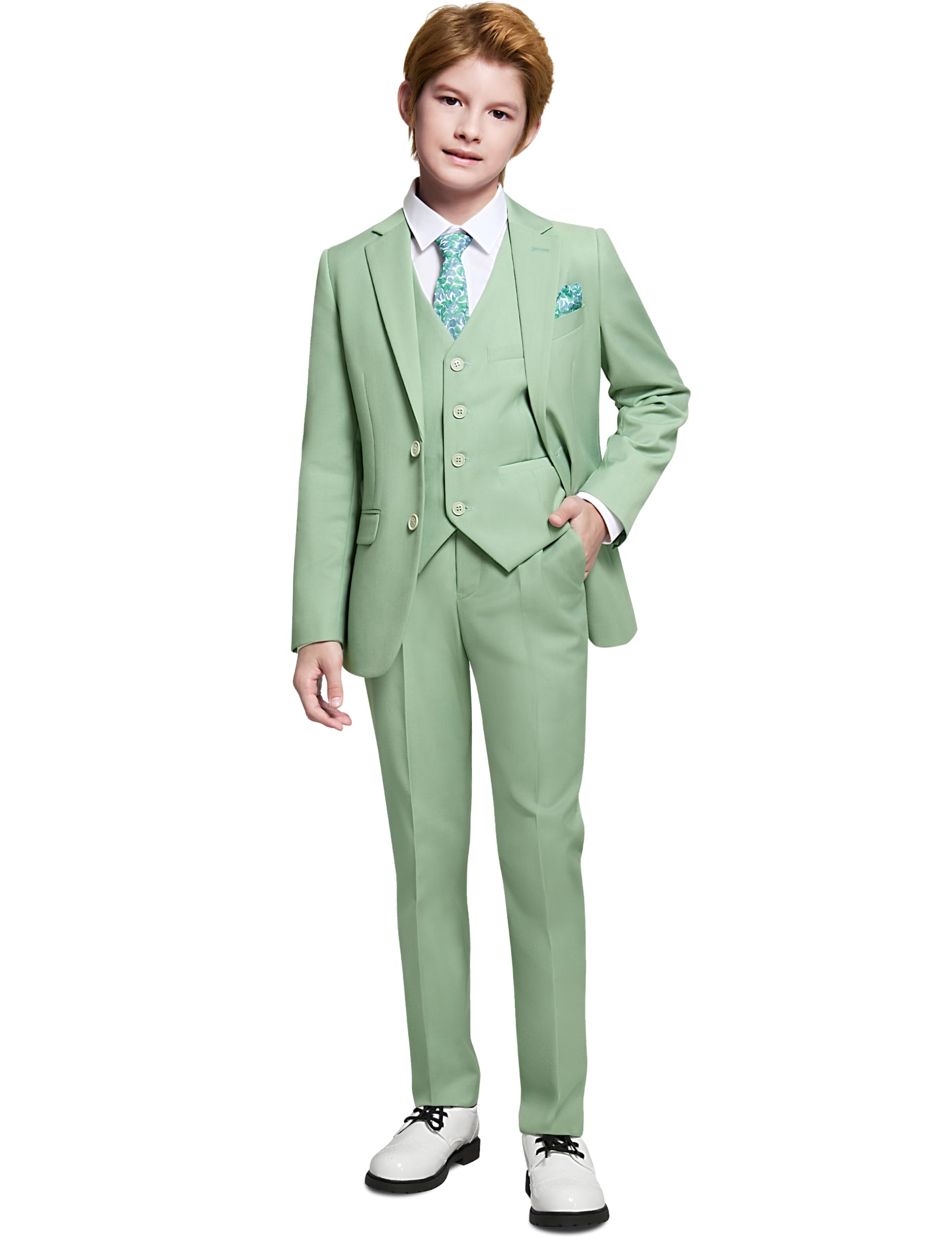 Marvelous World Boys Suits Light Avocado Slim Fit