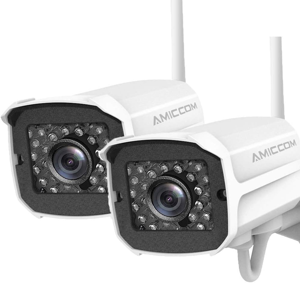 Outdoor Security Camera, 1080P WiFi Camera Wireless Surveillance Cameras, IP Camera with Two-Way Audio, IP66 Waterproof, Night Vision, Motion Detection, Activity Alert - iOS, Android(2 Pack)