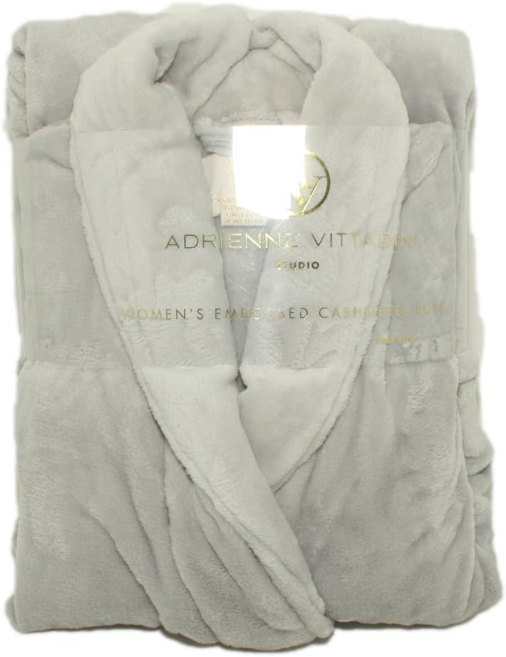 Adrienne Vittadini Women's Soft Comfy Textured Burnout Print Plush Cashmere Spa House Bath Robe | Knee Length