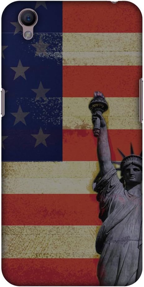 Amzer Slim Fit Handcrafted Designer Printed Hard Shell Case Back Cover for Oppo A37 - Rustic Liberty US Flag