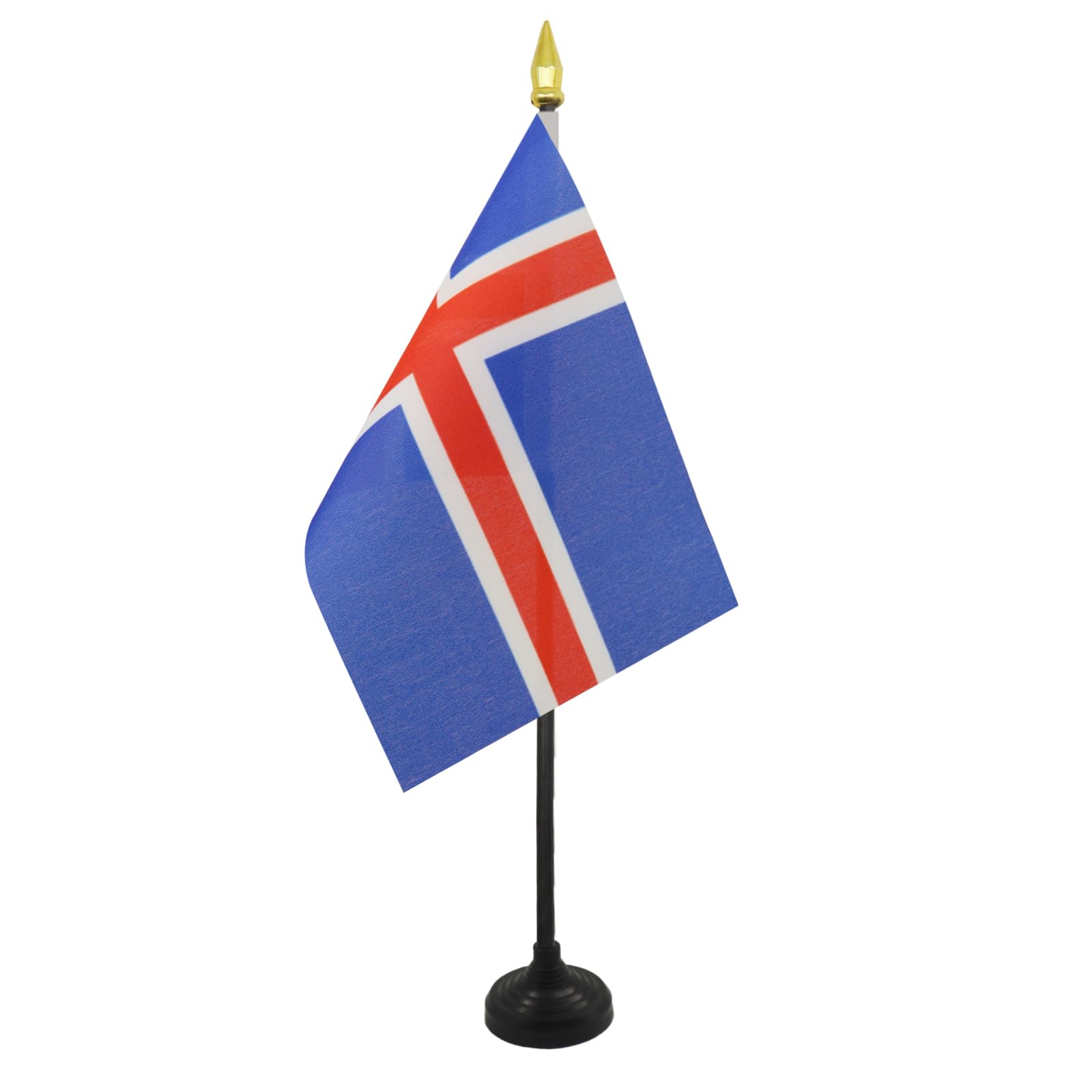 AZ FLAG - Iceland Table Flag 4'' x 6'' - Icelander Mini Desk Flag 100% Polyester 15 x 10 cm - Office Mini Banner with 10'' Pole - Golden Spear