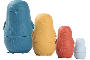 OESSUF Nesting Dolls | Russian Silicone Nesting Dolls for Toddlers | Easter Toys Matryoshka Doll Montessori Educational Toy | Penguin Stacking Nesting Doll Toys | Gift for Kids 3 Years Up