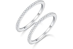 MINDDHA 14K Gold Plated- Cubic Zirconia Simulated Diamond Stackable Eternity Bands/Silver, Gold Rings for Women- 1.5mm, 2mm Stacking Rings for Oura Gen 4/Oura Gen 3, Size 4-12