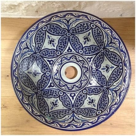 Moroccan Washbasin Wash Basin Sink in Ceramic, Handmade Hand Painted by Artisan