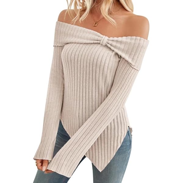 Amazon.com: Womens Off The Shoulder Sweater - Sexy Sheer