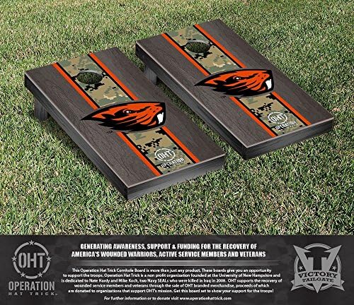 Operation Hat Trick Oregon State OSU Beavers Cornhole Game Set Onyx Stained Stripe Version