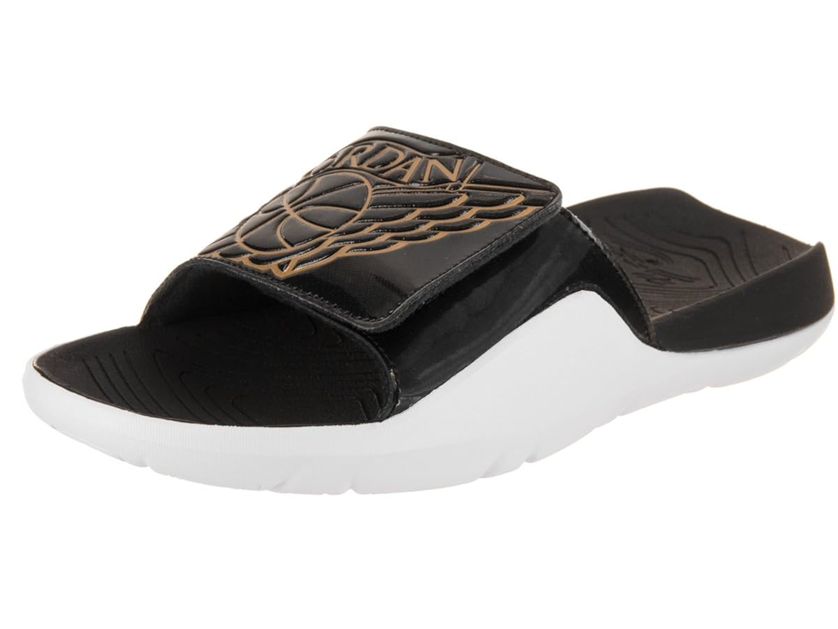 black and gold jordan sandals