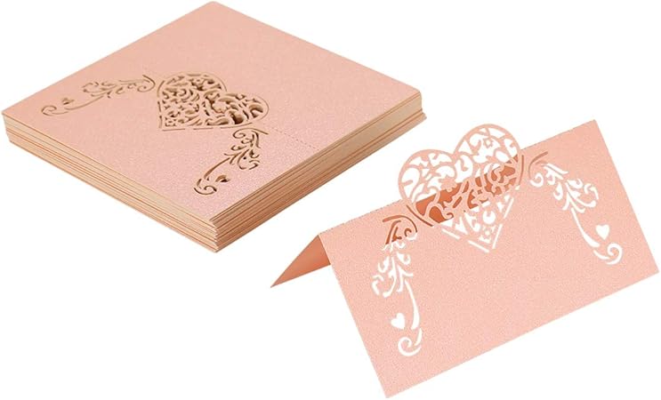 Amazon Bestoyard 席札 座席札 ハート 名前札 結婚式 パーティー テーブルデコレーション 座席カード メッセージカード 折り畳み式 50枚セット ピンク 席札 文房具 オフィス用品