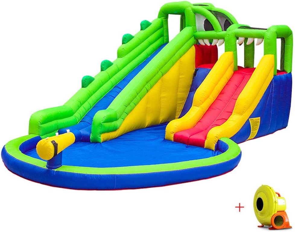 Dinosaur Inflatable Bouncy Castle Trampoline Activity Play Center for Kids House Jumper Water Slide Garden for Outdoor Indoor Oxford Cloth Material with Electric Fan 560 * 310 * 245CM