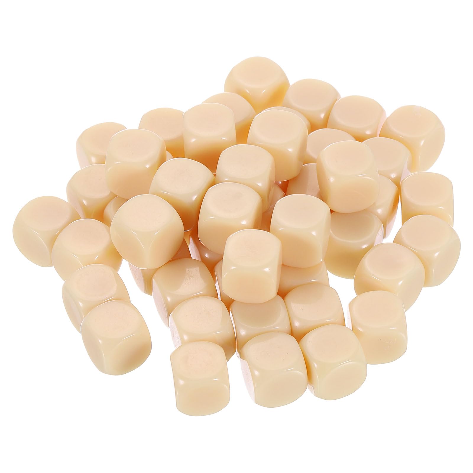 sourcing map 50 Pcs Acrylic Blank Dice Six Sided, 1.6cm/0.63inch Rounded Corners Blank Beige Dice Cube with Smoothed Surface for DIY Craft Board Game, Beige