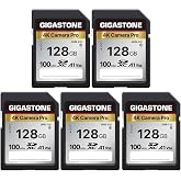 【5-Yrs Free Data Recovery】 GIGASTONE 128GB SD Card 5-Pack, 4K Camera Pro, UHS-I A1 V30 SDXC Memory Card 4K UHD Video Speed up to 150MB/s, Compatible with Digital Camera, with 5 Mini Cases