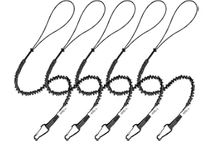 CYSKY 5 Pack Retractable Tool Lanyard with Aluminum Nut Lock Carabiner, Tool Tether Lanyards for Hand Power Tools, Maximum Weight Limit 13.6KG / 30lb (Black)