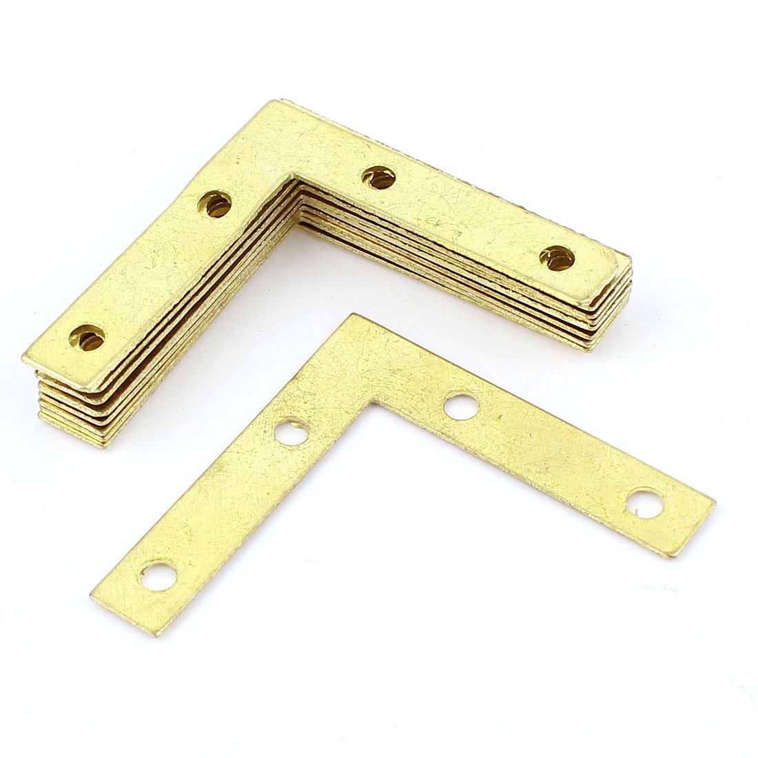 sourcingmap 10 Pcs 90 Degree Corner Brace Angle Brackets Gold Tone 50 x 50 x 10mm