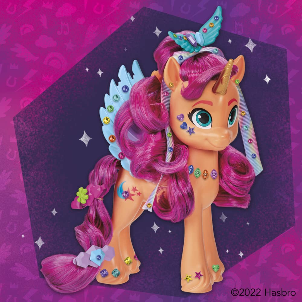 My Little Pony Toys: Make Your Mark Sunny Starscout Ribbon Hairstyles, 6-Inch Orange Pony Toy, Toys for 5 Year Old Girls and Boys and Up, with Hair Styling Accessories