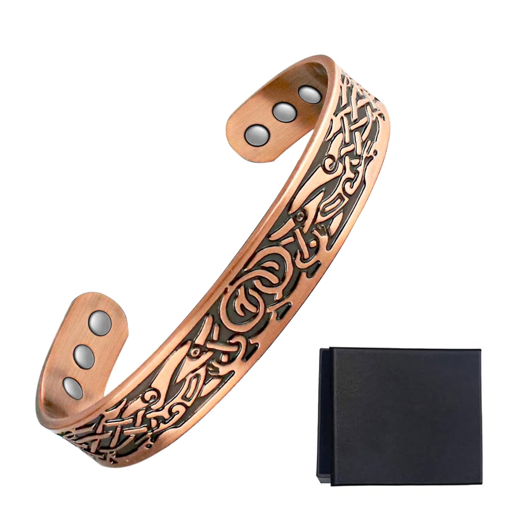 Magnetic Bracelet for Men Woman 99.9% Solid Pure Copper Magnetic Bracelet with 6 pcs Powerful Magnets Adjustable Gift Box for Father Husband Boyfriend Birthday Mother's Father's Day Thanksgiving