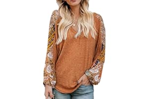 Beyove Boho Tops for Women Long Sleeve Summer Bohemian Casual Loose Fit Shirt Hippie Western Dressy Blouses