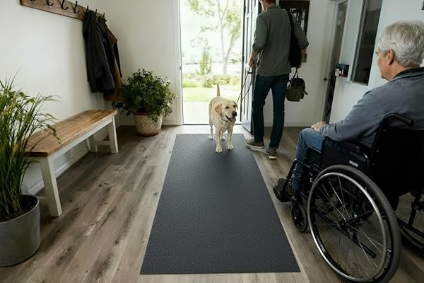 ICUSTOMRUG HALLWAY RUNNER RUG – 3X9FT BLACK, INDOOR/OUTDOOR, NON-SLIP RUBBER BACKING, LOW-PROFILE ALL-WEATHER CARPET, NON-SHEDDING & EASY CARE, ENTRYWAY MAT IDEAL FOR HIGH TRAFFIC AREAS