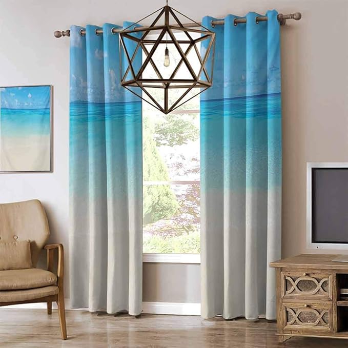 RenteriaDecor Ocean Rustic Curtains， Paradise Beach in
