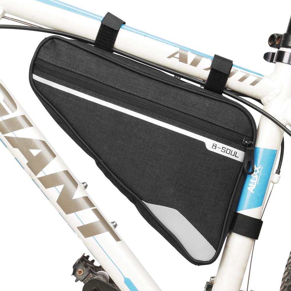 VOANZO Bike Storage Frame Bag, Waterproof Bicycle Triangle Bag Big Capacity Saddle Bag for Road Mountain Cycling 290 x 200 x 50 mm (Black)