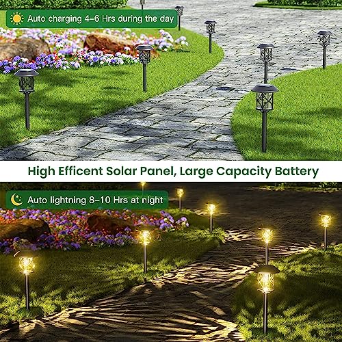 Quntis Solar Garden Lights LED 8 Pieces Solar Garden Lights with Automatic On/Off 3200K Outdoor Lights Garden Decorative IP65 Waterproof for Courtyard Lawn Pool Patio Driveway Trees