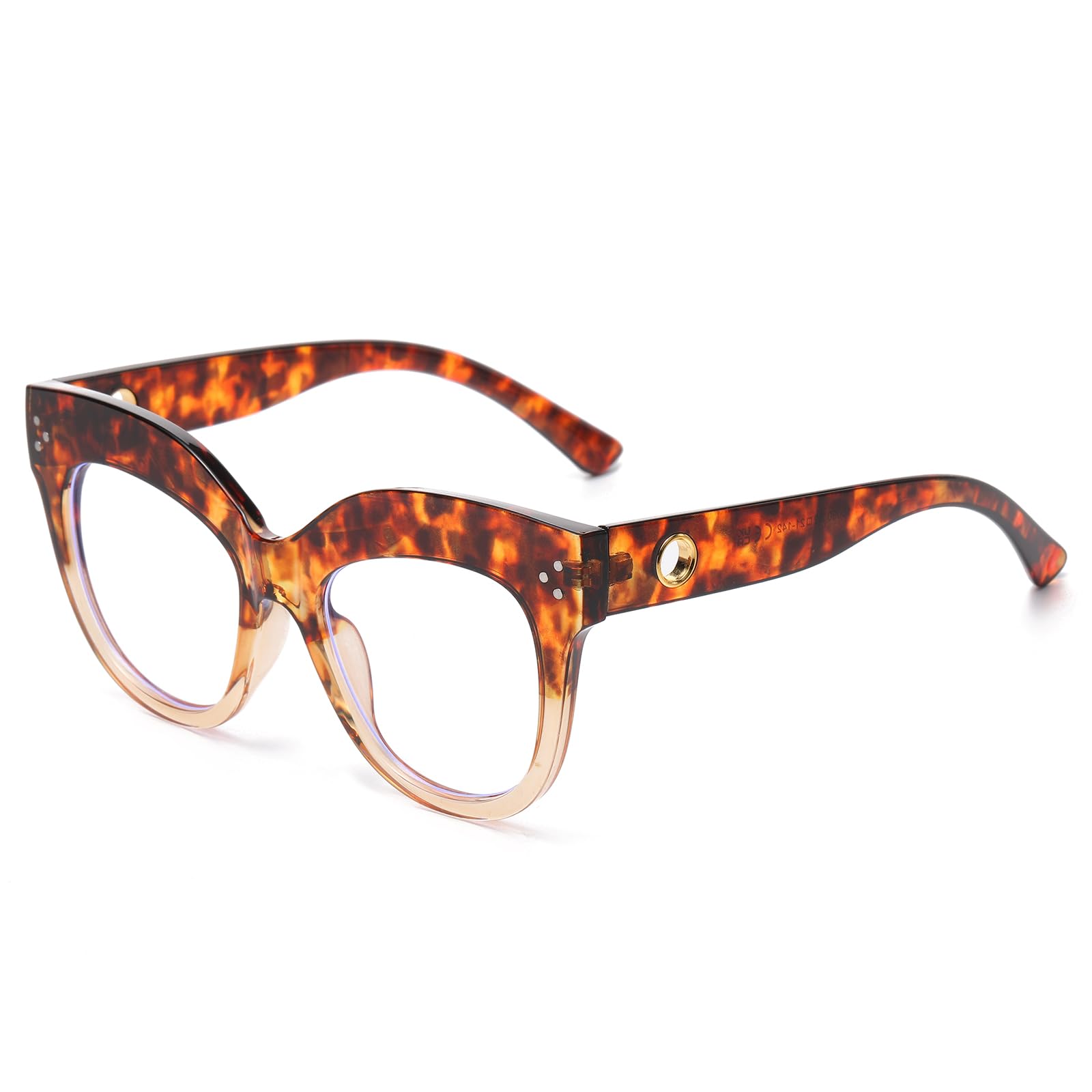 LJCZKA Oversized Blue Light Blocking Glasses Cat Eye for Women, Round Anti Blue Light Computer Glasses Anti Fatigue for Reading Texting Gaming