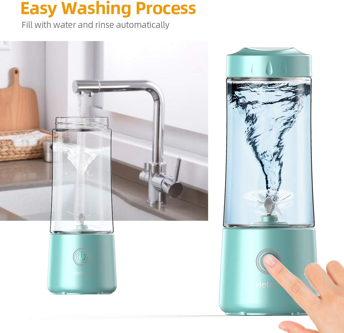[2020 Upgraded Version]Hotsch Portable Blender, Personal Size Blender Juicer Cup for Juice Crushed Ice Smoothies and Shakes, 4001mAh USB Rechargeable with Six Blades, Mini Blender for Sports, Office, Travel, Gym and Outdoors: Kitchen & Dining
