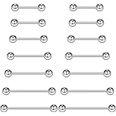 Cisyozi 16G 14G Nipple Piercing Jewelry Tongue Rings Hypoallergenic 316L Surgical Steel Externally Threaded Extra Long Nipple Tongue Barbell Piercings for Women Men 12mm 14mm 16mm 19mm 22mm 28mm 32mm