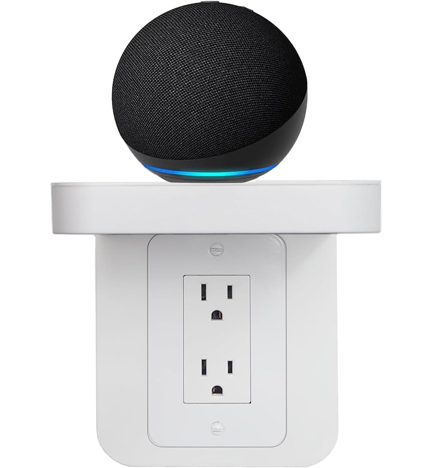 Outlet Shelf Holder Fit for Decorator Receptacle, Bathroom Decor Built-in Cable Management,Space Saving Homepod Mini,Google Home/Echo/Smart Speakers/Electric Toothbrush/Cell Phone (Decora)