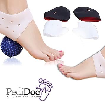Plantar Fasciitis Heel Sleeves and Plantar Massage Ball - Quick Pain Relief - Shock Absorbing Gel