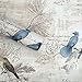 SimpleLife4U Blue Birds Contact Paper Handwriting Pattern Self-Adhesive Shelf Liner Locker Sticker 17.7 Inch By 9.8 Feet