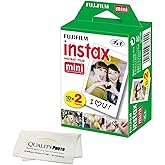 Fujifilm INSTAX Mini Instant Film (White) for Fujifilm Mini 8,9,11,12 Cameras w/Quality Photo Microfiber Cloth (20 Prints)