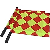 JAYO Professional Linesman Flags for Official Soccer Events - 2PCS Waterproof Referees Flags with PU Zipped Carrying Bag, Yellow and Red Diamond Pattern