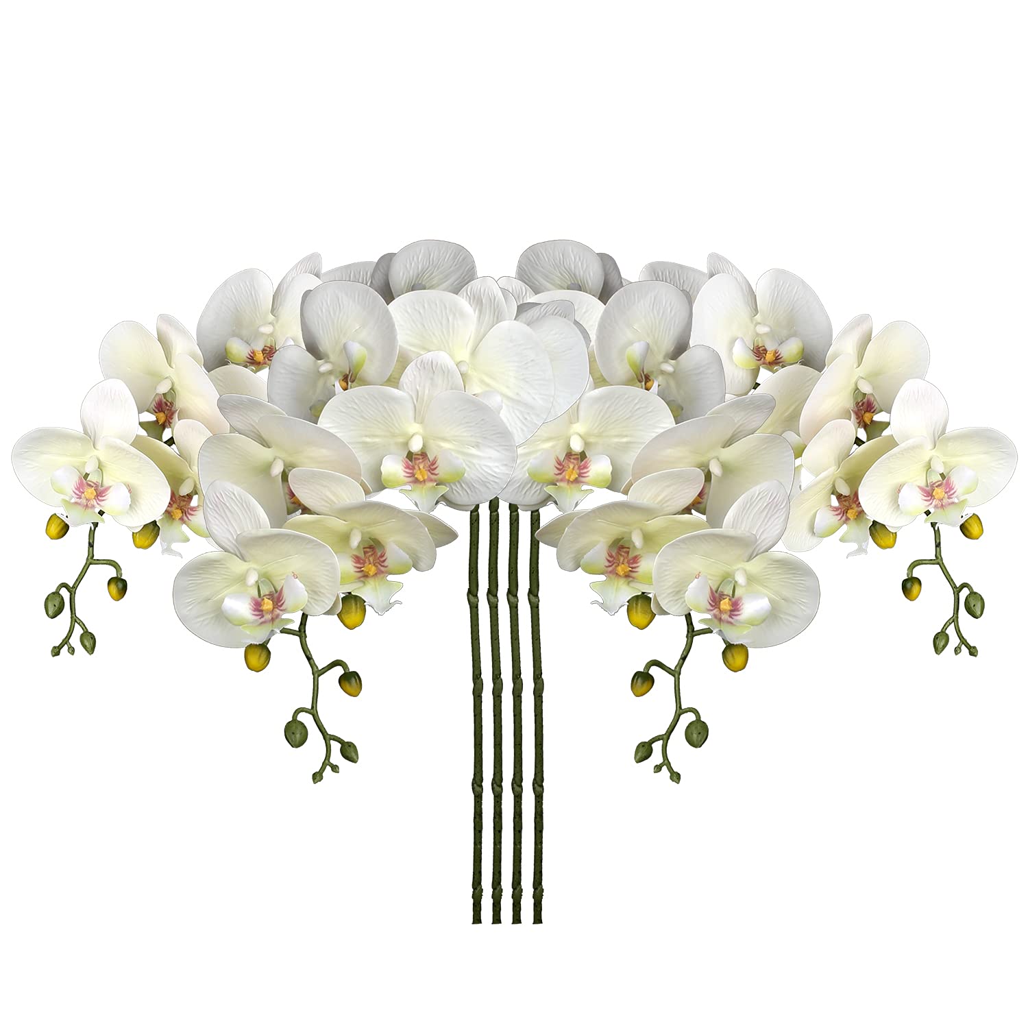 Briful 4 PCS Artificial Orchid Flowers Stems Faux Phalaenopsis Orchid Stems 9 Flower Heads Real Touch Silk Orchid Spray Artificial Flower for Decoration Home Wedding Party Centerpiece
