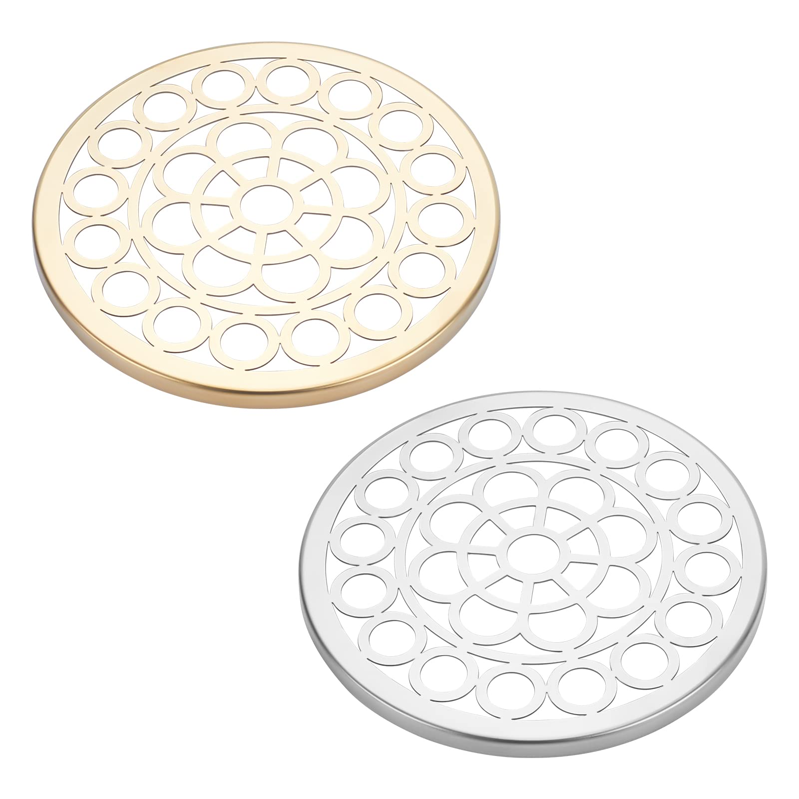 AHANDMAKER 2Pcs 2 Colors Flower Lid Arranger, Metal Flower Insert Floral Frog Lid, Round Floral Frog Lid Organizer Stainless Steel Flower Frog Lids for Decoration and Plant Fixation 4.02×0.20 Inches