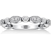 Ladylike Moissanite Wedding Band Milgrain Marquise Half Eternity Ring 925 Sterling Silver Band D Color VVS1 Lab Created Half Eternity Stackable Rings for Women