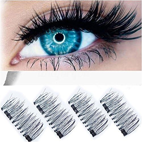 Magnetic Eyelashes - Double magnet 3D false reusable extension natural lashes - Beautiful enhanced eyes, [1 Set] [1 Pair 4Pcs]