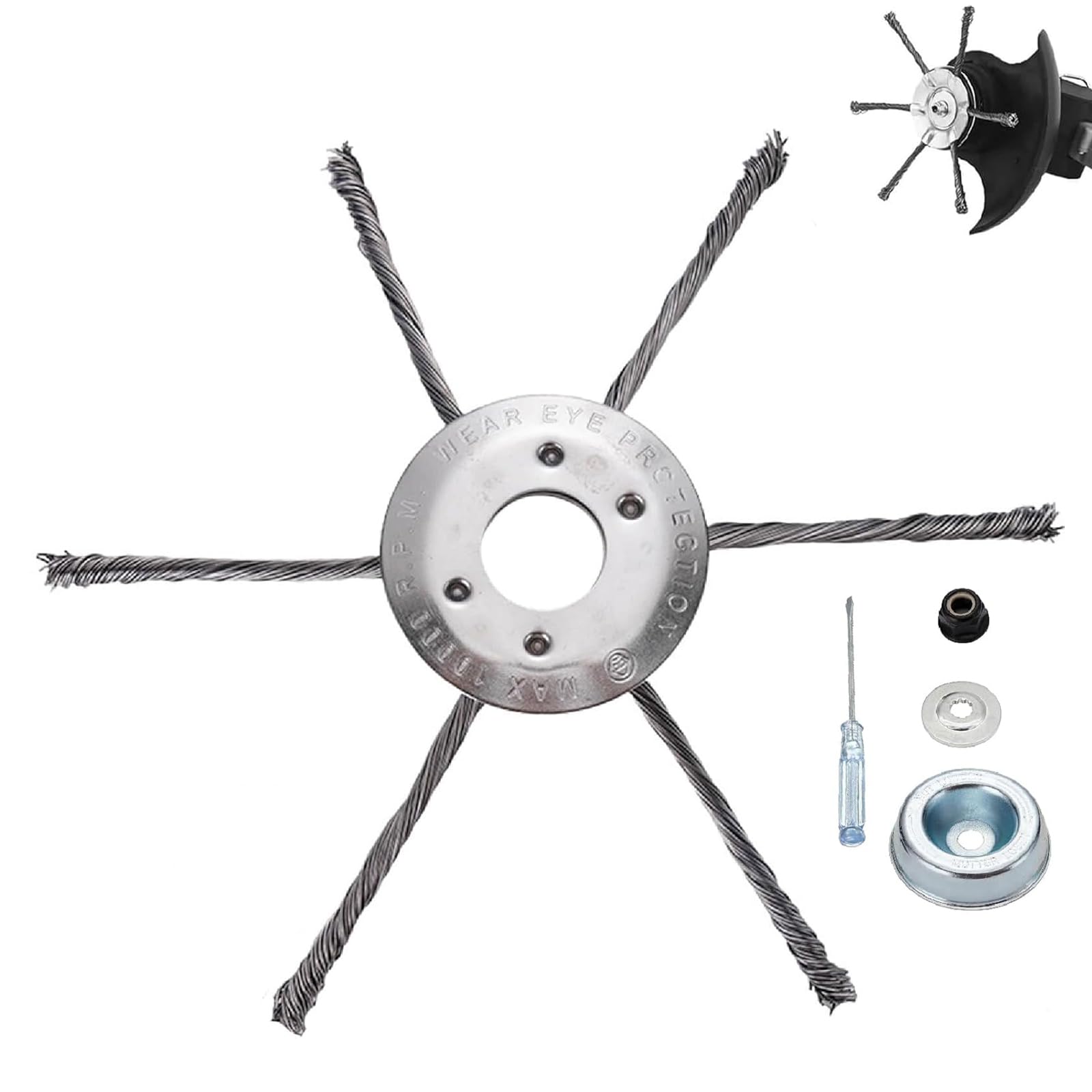 Photo 1 of 7" Inch Gas Trimmer Head – Universal Steel Wire Weed Eater Brush Cutter Trimmer Head for Lawn Mowers, Heavy-Duty Replacement Fits Stihl, Husqvarna, Echo with Install Kit