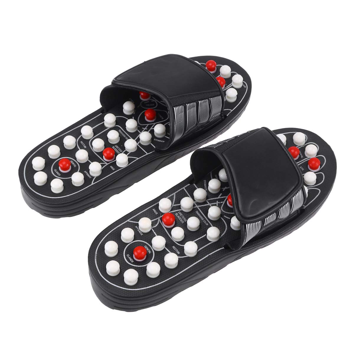 Healifty Foot Massage Shoes with Tai Chi Gossip Dots Acupressure Sandals for Men Women Therapeutic Reflexology Slippers English Size 40-41 for Foot Relaxation and Relief